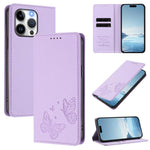 Strong Magnetic Dual Butterfly RFID Vegan Leather Phone Case, For iPhone 14 Pro Max, For iPhone 13 Pro Max, For iPhone 13 Pro, For iPhone 12 / 12 Pro
