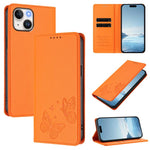 Strong Magnetic Dual Butterfly RFID Vegan Leather Phone Case, For iPhone 15, For iPhone 14 Plus, For iPhone 14 / 13, For iPhone 14 Pro