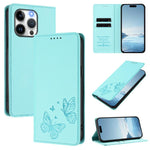 Strong Magnetic Dual Butterfly RFID Vegan Leather Phone Case, For iPhone 15, For iPhone 14 Plus, For iPhone 14 / 13, For iPhone 14 Pro