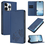Strong Magnetic Dual Butterfly RFID Vegan Leather Phone Case, For iPhone 15, For iPhone 14 Plus, For iPhone 14 / 13, For iPhone 14 Pro