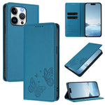 Strong Magnetic Dual Butterfly RFID Vegan Leather Phone Case, For iPhone 14 Pro Max, For iPhone 13 Pro Max, For iPhone 13 Pro, For iPhone 12 / 12 Pro