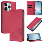 Strong Magnetic Dual Butterfly RFID Vegan Leather Phone Case, For iPhone 16, For iPhone 15 Pro Max, For iPhone 15 Pro, For iPhone 15 Plus