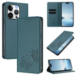 Strong Magnetic Dual Butterfly RFID Vegan Leather Phone Case, For iPhone Air, For iPhone 16 Pro Max, For iPhone 16 Pro, For iPhone 16 Plus