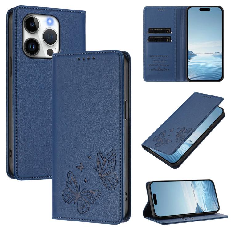 Strong Magnetic Dual Butterfly RFID Vegan Leather Phone Case, For iPhone Air, For iPhone 16 Pro Max, For iPhone 16 Pro, For iPhone 16 Plus