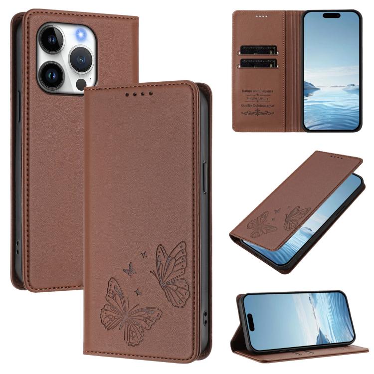 Strong Magnetic Dual Butterfly RFID Vegan Leather Phone Case, For iPhone Air, For iPhone 16 Pro Max, For iPhone 16 Pro, For iPhone 16 Plus