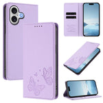 Strong Magnetic Dual Butterfly RFID Vegan Leather Phone Case, For iPhone 17e / 16e, For iPhone 17 Pro Max, For iPhone 17 Pro, For iPhone 17