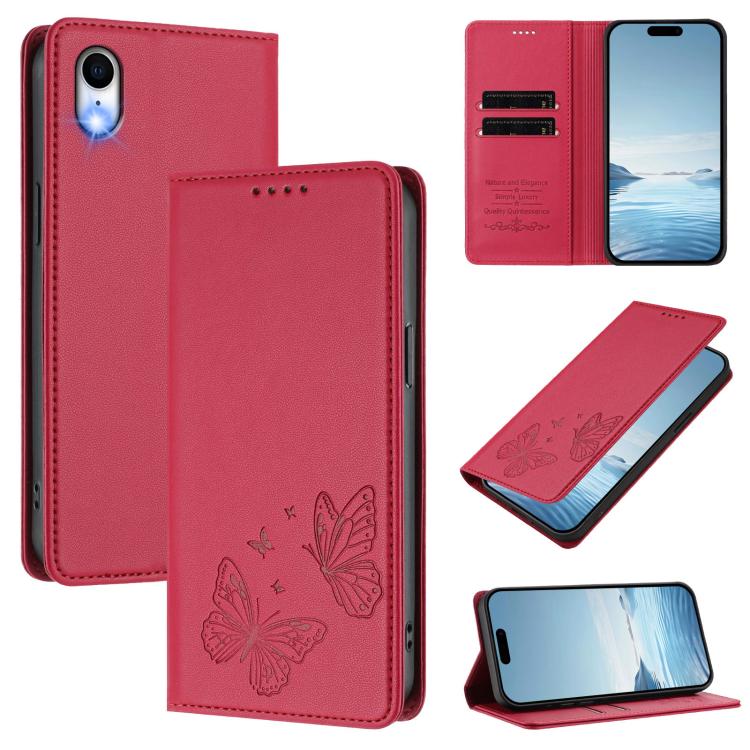 Strong Magnetic Dual Butterfly RFID Vegan Leather Phone Case, For iPhone X / XS, For iPhone XR, For iPhone XS Max, For iPhone 8 Plus / 7 Plus