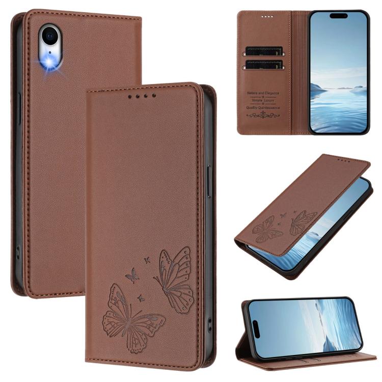 Strong Magnetic Dual Butterfly RFID Vegan Leather Phone Case, For iPhone X / XS, For iPhone XR, For iPhone XS Max, For iPhone 8 Plus / 7 Plus