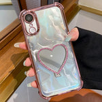 Heart-shaped Mirror Electroplated TPU + Acrylic Phone Case with Holder, For iPhone XR, For iPhone XS Max