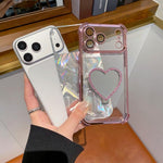 Heart-shaped Mirror Electroplated TPU + Acrylic Phone Case with Holder, For iPhone XR, For iPhone XS Max