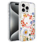 Flower Pattern IMD Glitter Magnetic Phone Case, For iPhone 15 Pro Max, For iPhone 15 Pro, For iPhone 15