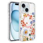Flower Pattern IMD Glitter Magnetic Phone Case, For iPhone 15 Pro Max, For iPhone 15 Pro, For iPhone 15