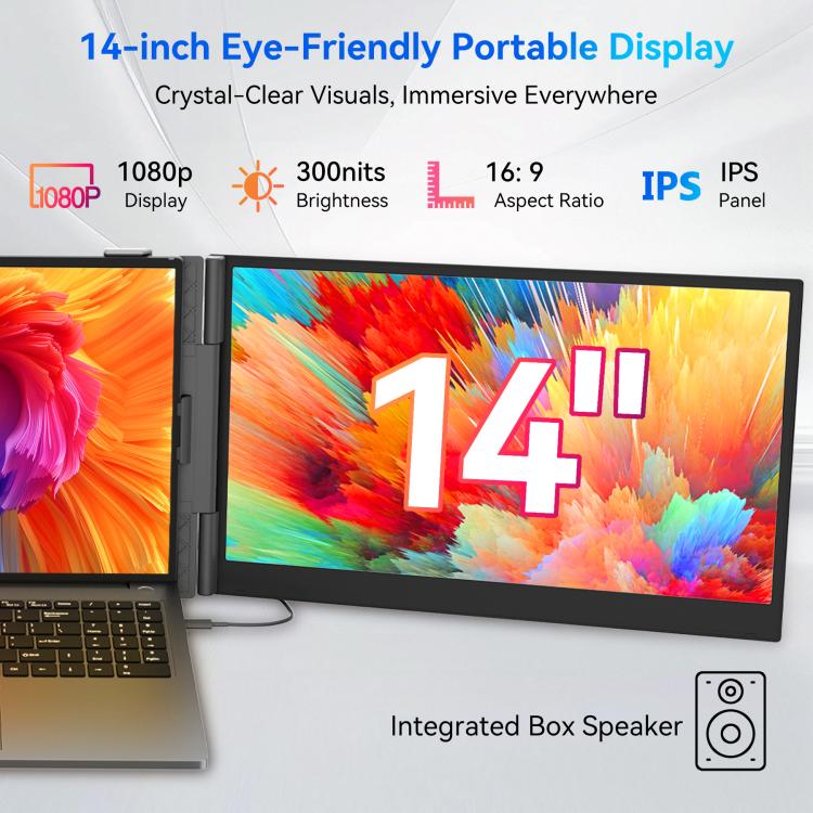 Blackview DCM6 Pro 14 inch Dual Screen Portable Laptop Extension Monitor with Stand, DCM6 Pro