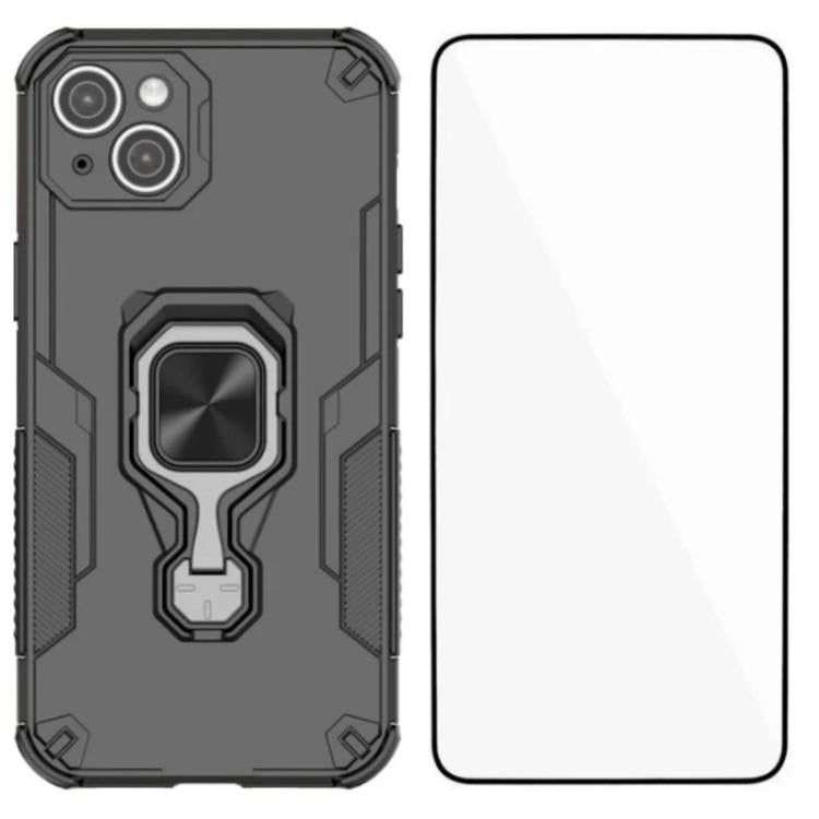 WANLONFENG Metal Kickstand Phone Case with Screen Protector, For iPhone 13