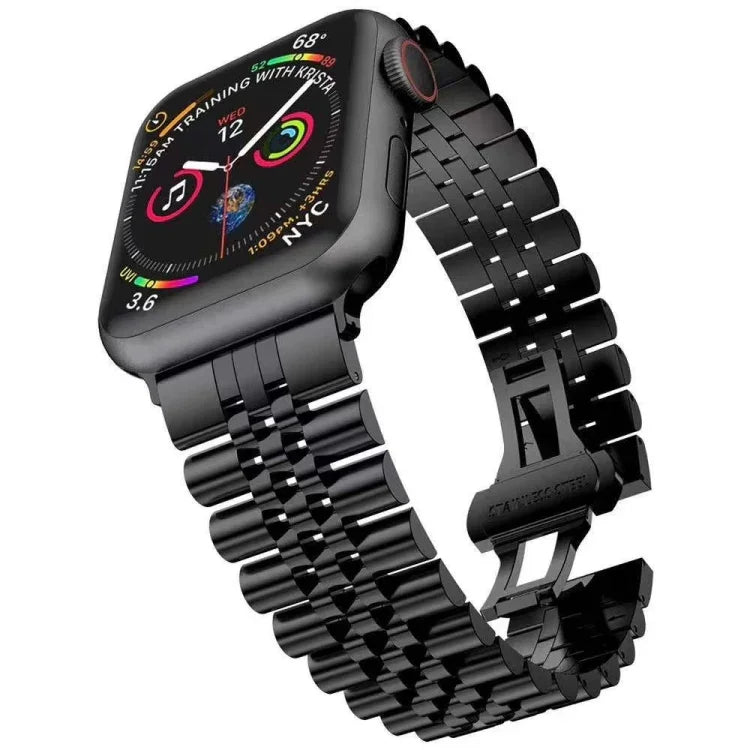Metal Five Baht Replacement Steel Strap Watchband, For Apple Watch Ultra 49mm / Series 8&7 45mm / SE 2&6&SE&5&4 44mm / 3&2&1 42mm, For Apple Watch Series 8&7 41mm / SE 2&6&SE&5&4 40mm / 3&2&1 38mm