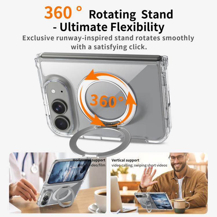 Scratch-proof Transparent Rotating Holder Magnetic Phone Case, For iPhone Duo