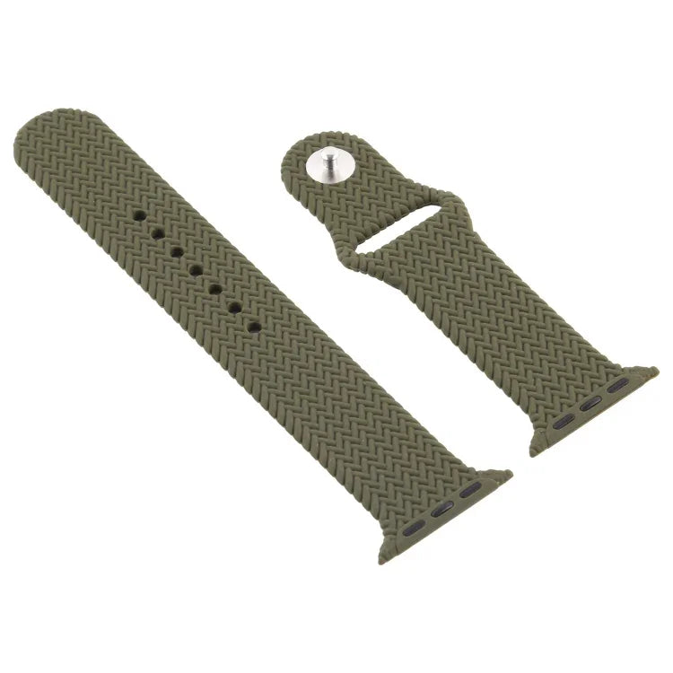 Woven Pattern Silicone Snap Watchband For Apple Watch Series 6 & SE & 5 & 4 40mm / 3 & 2 & 1 38mm, For Apple Watch Series 7 41mm / 6 & SE & 5 & 4 40mm / 3 & 2 & 1 38mm, For Apple Watch Series 8&7 41mm / SE 2&6&SE&5&4 40mm / 3&2&1 38mm