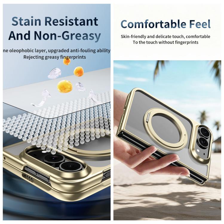 Clear Plated Magnetic Ring Holder Integrated Film Phone Case, For iPhone Duo