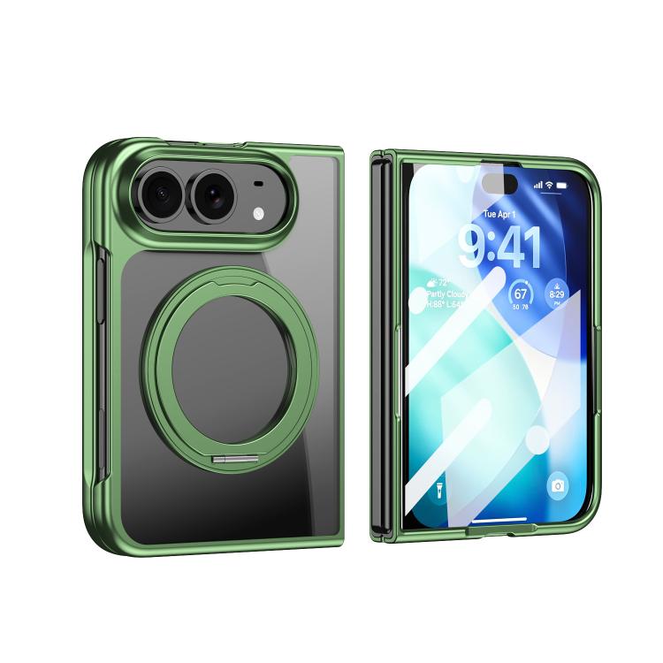 Clear Plated Magnetic Ring Holder Integrated Film Phone Case, For iPhone Duo