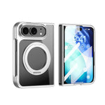 Clear Plated Magnetic Ring Holder Integrated Film Phone Case, For iPhone Duo