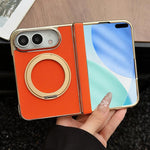 Litchi Texture Electroplated Rotating Bracket Magnetic Phone Case, For iPhone Duo