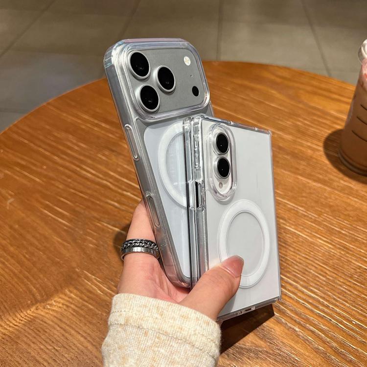 Large Hole Camera MagSafe Magnetic Clear Acrylic TPU Case, For iPhone Duo