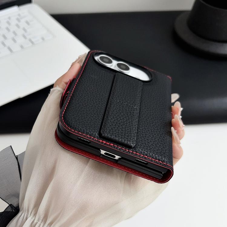 Litchi Texture Foldable Stand Phone Leather Case with Screen Protector, For iPhone Duo