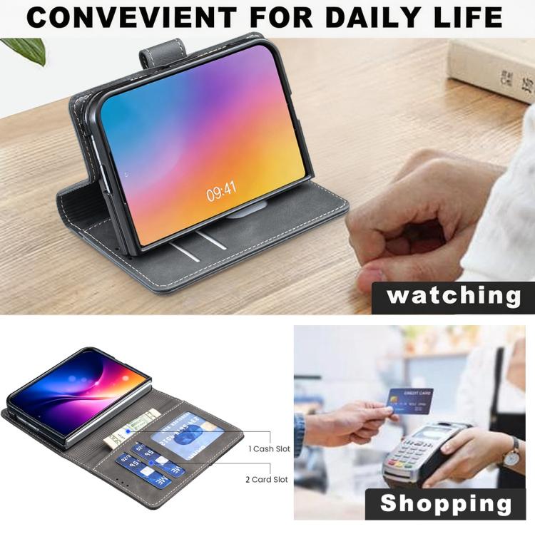 Solid Color Calfskin Texture RFID Vegan Leather Phone Case, For iPhone Duo