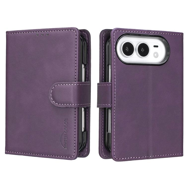 Solid Color Calfskin Texture RFID Vegan Leather Phone Case, For iPhone Duo