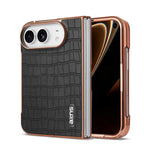 AZNS Electroplated Frame Crocodile Texture Full Coverage Phone Case, For iPhone Duo