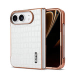 AZNS Electroplated Frame Crocodile Texture Full Coverage Phone Case, For iPhone Duo