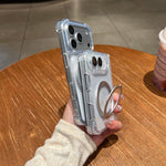 Four Corner Shockproof Space Magnetic Phone Case with 360 Degrees Rotating Holder, For iPhone Duo