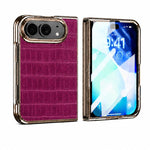 Electroplated Crocodile Texture Integrated Screen Protector Phone Case, For iPhone Duo