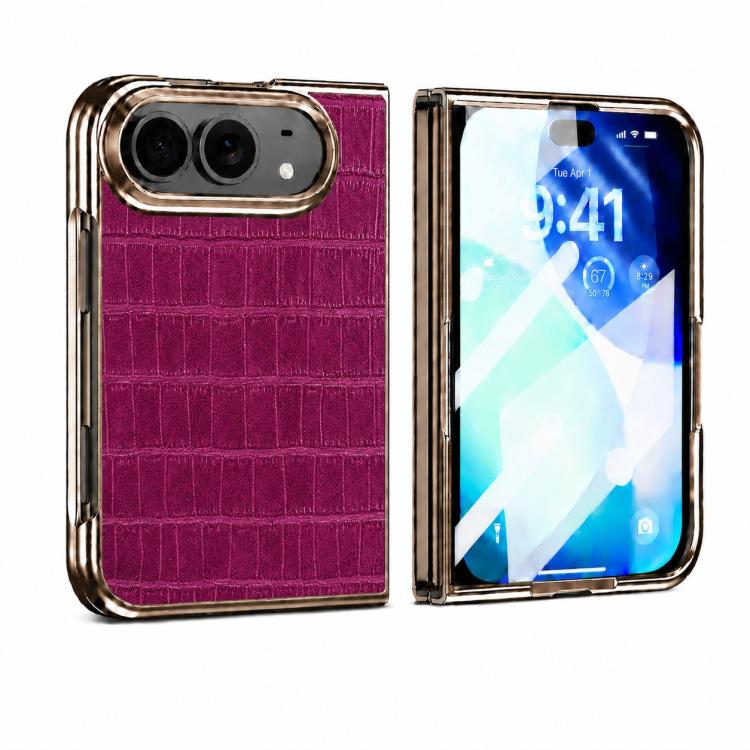 Electroplated Crocodile Texture Integrated Screen Protector Phone Case, For iPhone Duo