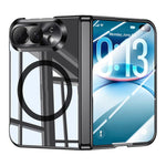 Integrated Shell And Flim Electroplating Transparent Shockproof Magnetic Phone Case, For iPhone Duo
