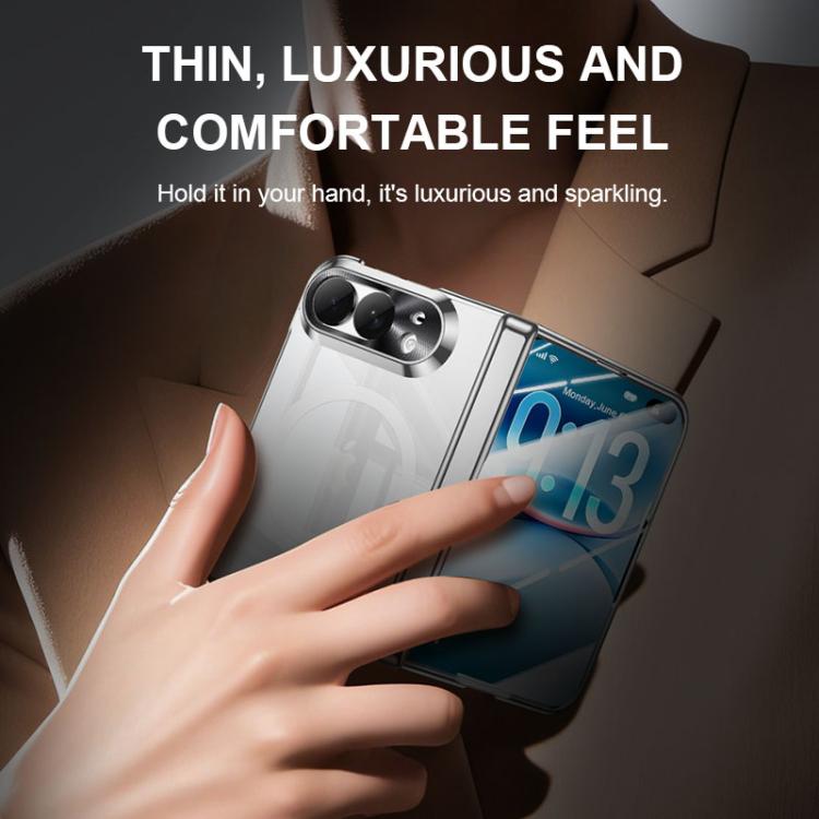 Integrated Shell And Flim Electroplating Transparent Shockproof Magnetic Phone Case, For iPhone Duo