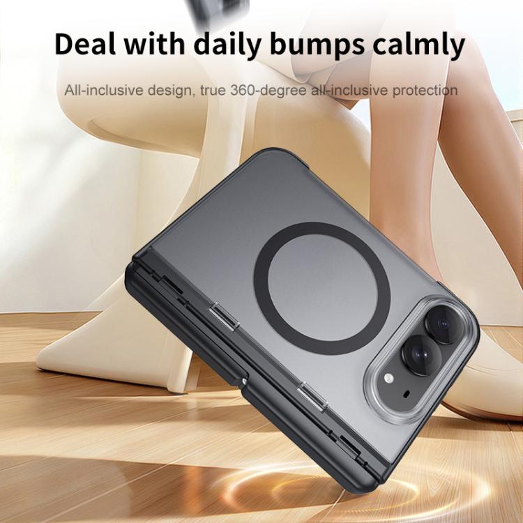 Intergrated Shell And Flim Translucent Hinge Holder Magnetic Phone Case, For iPhone Duo