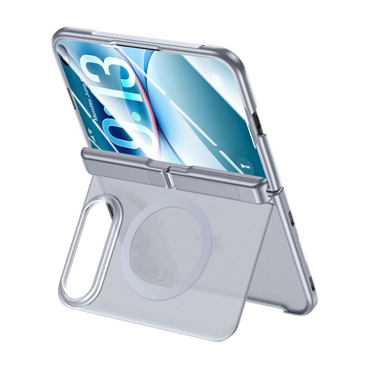 Intergrated Shell And Flim Translucent Hinge Holder Magnetic Phone Case, For iPhone Duo