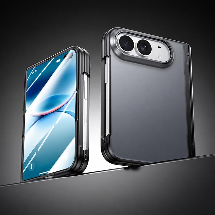 Integrated Shell And Flim Translucent Spring Hinge Phone Case, For iPhone Duo