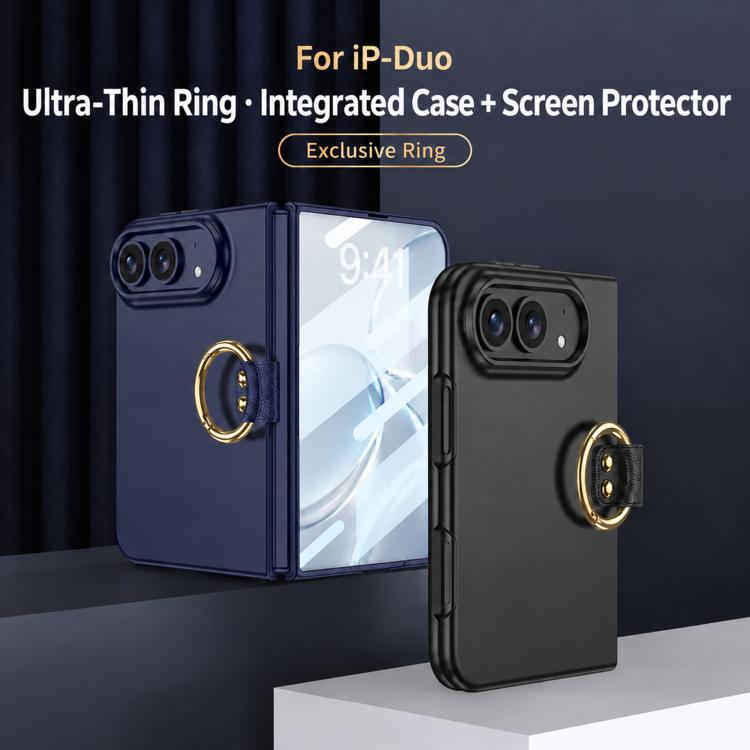 GKK Integrated Ultra-thin PC Full Coverage Phone Case with Ring Holder, For iPhone Duo