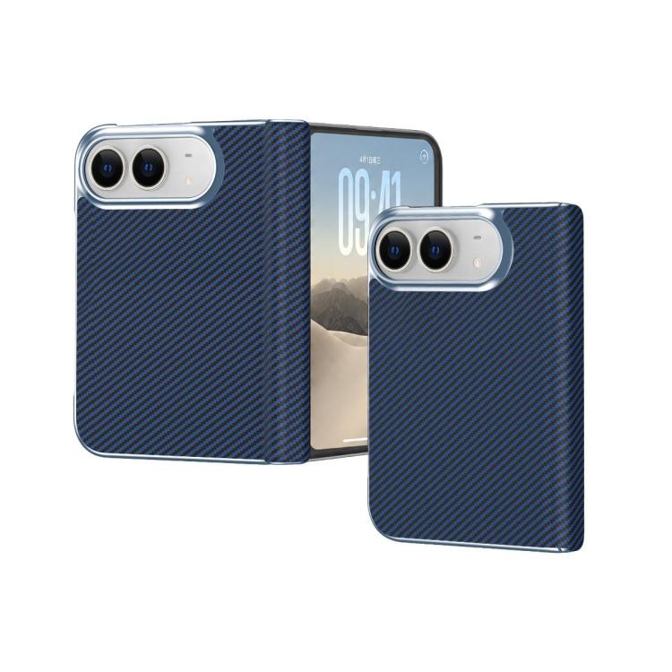 Electroplated Carbon Fiber Pattern Folding Phone Case with Hinge, For iPhone Duo