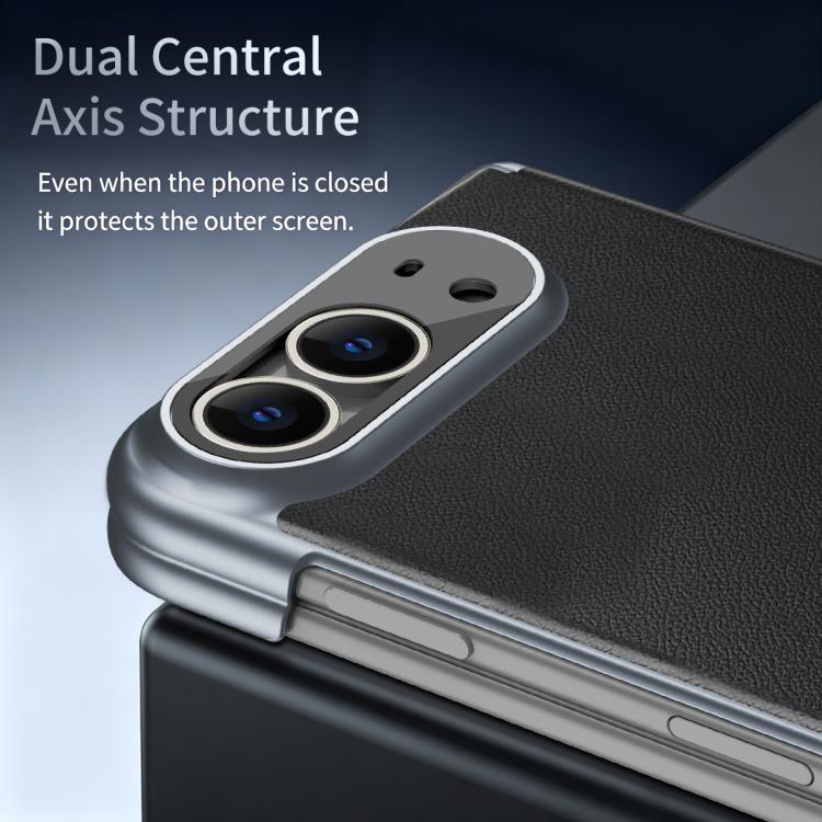 Frosted Leather Hinge Shockproof Phone Case, For iPhone Duo