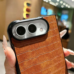 Nameplate Crocodile-Texture Phone Case, For iPhone Duo