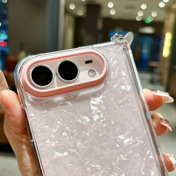 Side Buckle Shell Pattern Phone Case with Beaded Strap, For iPhone Duo