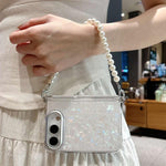 Side Buckle Shell Pattern Phone Case with Beaded Strap, For iPhone Duo