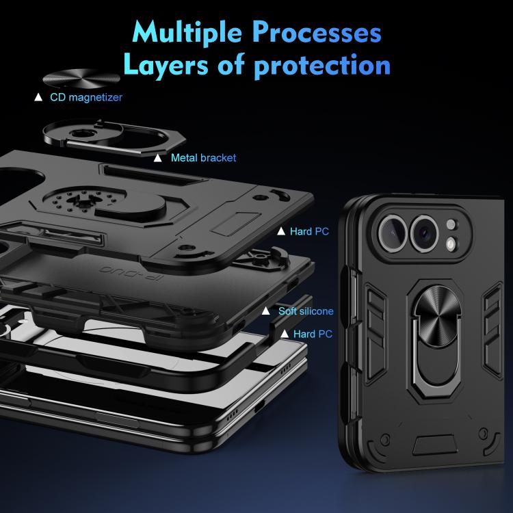 Shockproof Metal Ring Holder Phone Case, For iPhone Duo