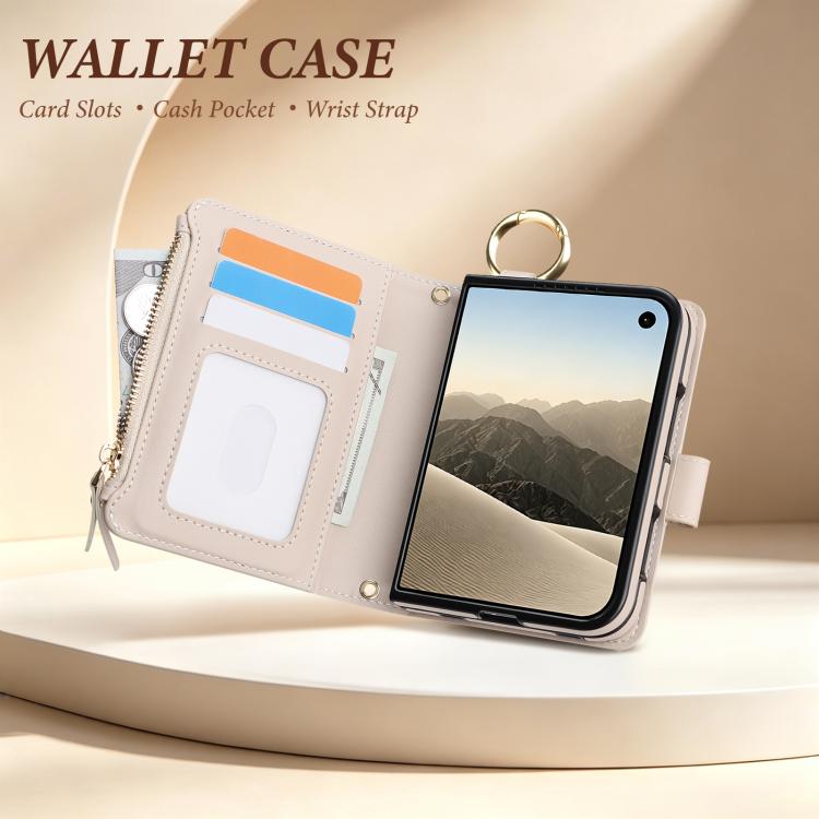 Crossbody Ring Multifunctional Wallet Fold Leather Phone Case, For iPhone Duo