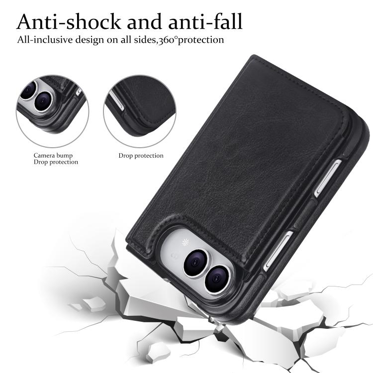 Full Coverage Fold Double Buckle PU Phone Case, For iPhone Duo