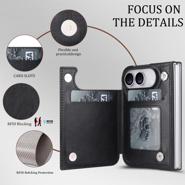 Full Coverage Fold Double Buckle PU Phone Case, For iPhone Duo