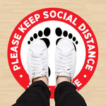 Self-adhesive Waterproof PVC Epidemic Prevention Social Distance Floor Stickers, Length：24cm, Length：24cm